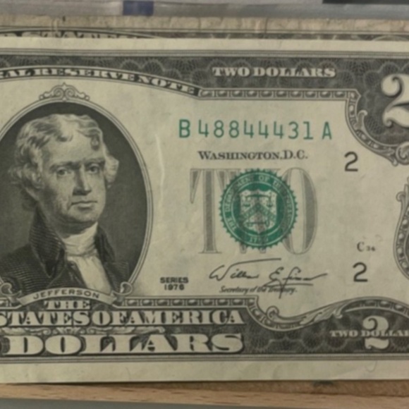 Rare 1976 $2 Dollar Bill Fancy # B 488 444 31 A #116792342918 - Picture 1 of 5